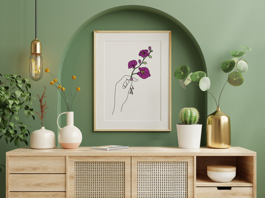 Flower Art - Hand - Feminist Art - Wall art - Digital Download - Printable - Home Decor - Wall Artwork